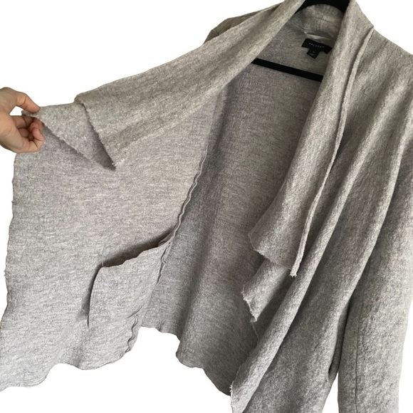 HALOGEN Grey Boiled Wool Blend Draped Fall Winter Open Waterfall Jacket Coat M - Picture 3 of 6